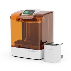 Impresora 3D resina Creality Halot-X1 Combo vista frontal con pantalla táctil encendida