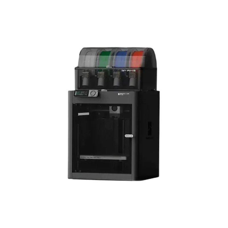 Impresora 3D Bambu Lab P1S con cubierta cerrada y sistema AMS multifilamento