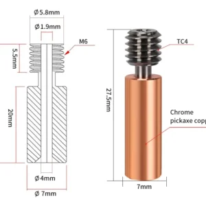 Barrel bimetálico cobre y titanio Ender 3 V2 y CR-10