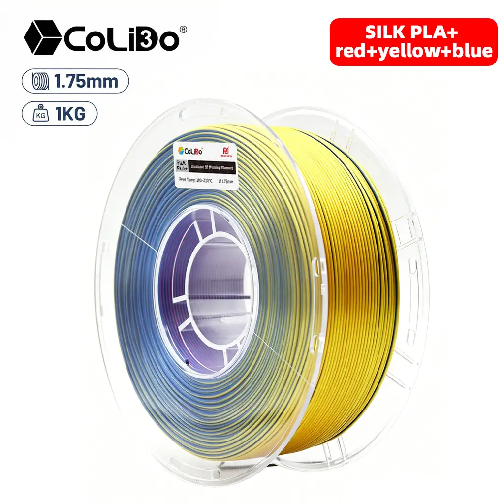 Filamento PLA silk Tricolor Rojo+Amarillo+Azul