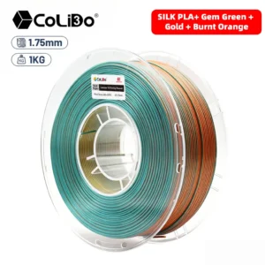 Filamento PLA silk Tricolor Verde Esmeralda+Dorado+Naranja